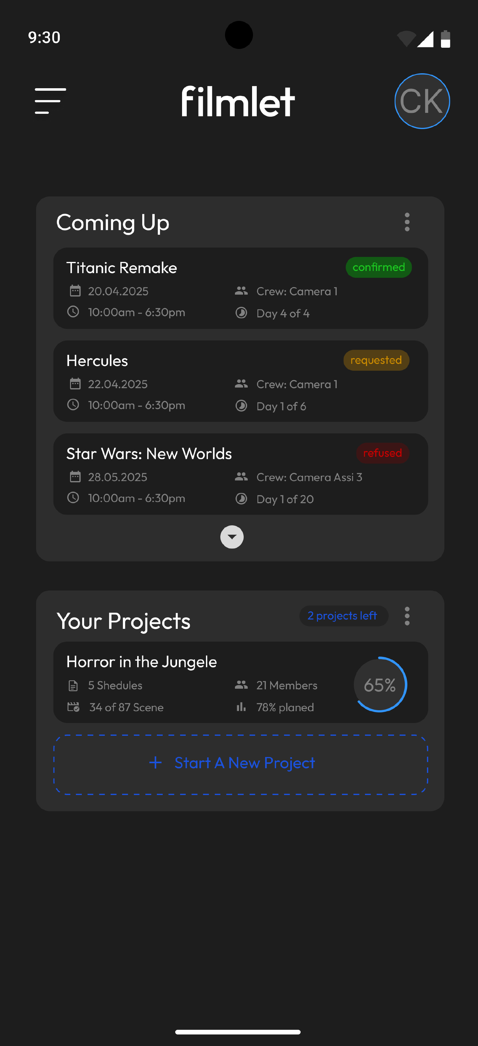 Filmlet App auf einem Smartphone